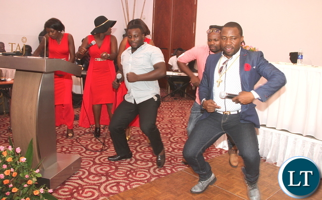 Kings Mumbi (Malembe Malembe) during the Bread of Life's Girl Child programme Fundraising Dinner in Lusakal on Sunday, December 20,2015 -Picture by THOMAS NSAMA