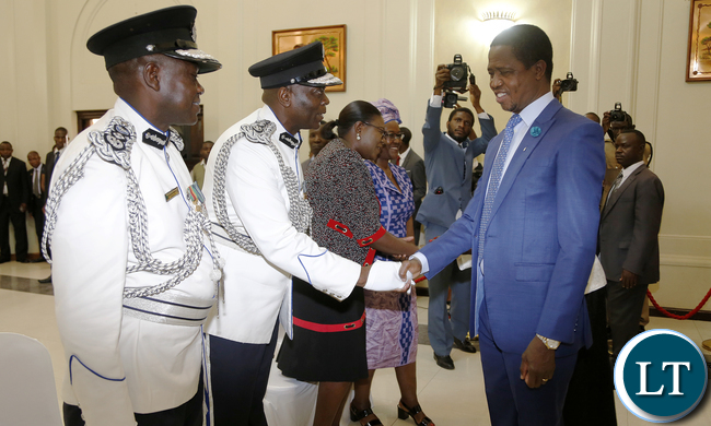 President Edgar Lungu Greets IG Kakoma Kanganja