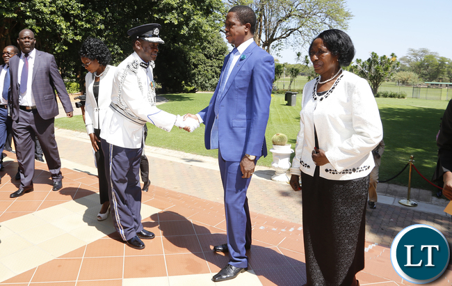 President Lungu Greeta Eugene Sibote after the Ceremony