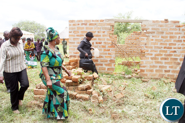 FIRST LADY TOURS A CLINIC BEING CONSTRUCTED BY THE COMMUNITY IN CHOMA DISTRICT