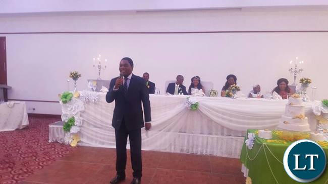 HH speaking at the wedding ceremony