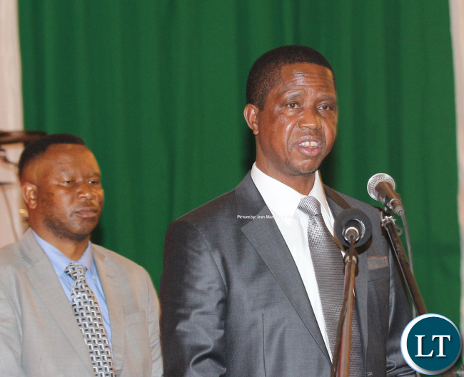 President Edgar Chagwa Lungu delivering his remarks.