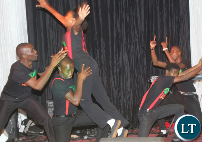 A group calling himself Alliance Zambia during its performance.