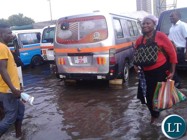 Kulima Tower station floods during recent rains in Lusaka