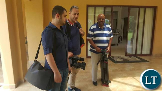 Local TV Producer Lawrence Thompson (far right) with the Aljazeera crew after shooting