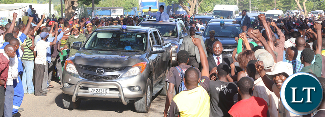 President Lungu arrive in Mazabuka town