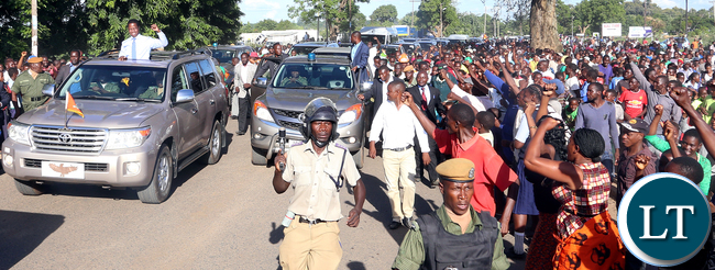 President Lungu arrive in mazabuka