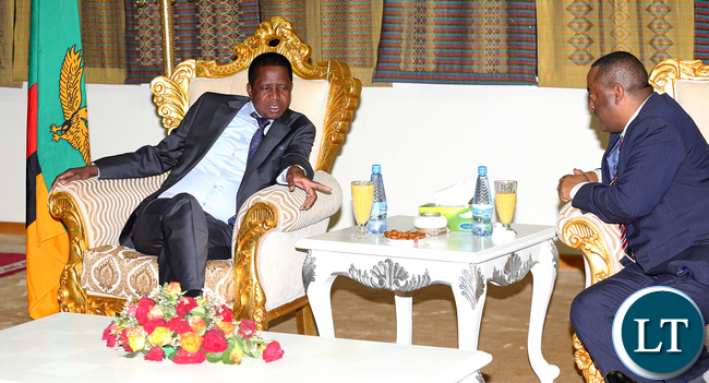 President Lungu with Ethiopian MInister of State Affairs Mr Moyuma Mekessa