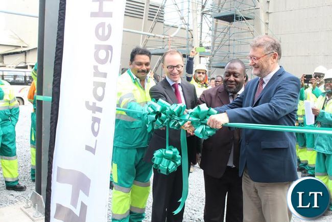 L-R,Ndola Plant Manager Mr Samba Katari, Lafarge Zambia CEO, Mr Emmanuel Rigaux Copperbelt Provincial Minister, Hon, Mwenya Musenge and LafargeHolcim Area Manager, East Africa and Indian Ocean, Mr. Dominique Drouet L-R,Ndola Plant Manager Mr Samba Katari, Lafarge Zambia CEO, Mr Emmanuel Rigaux Copperbelt Provincial Minister, Hon, Mwenya Musenge and LafargeHolcim Area Manager, East Africa and Indian Ocean, Mr. Dominique Drouet