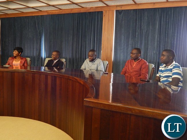 The five nominees listen to Zambia's High Commissioner to S. Africa, His Excellency Mr. Emmanuel Mwamba when they were welcomed at the High Commission in Pretoria