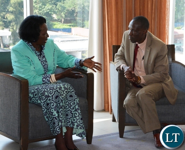 Vice President Inonge Wina and Permanent Secretary Simon Miti in the Ministry of National Development and Planinng at Intercontinental Hotel for meeting with donors Vice President Inonge Wina and Permanent Secretary Simon Miti in the Ministry of National Development and Planinng at Intercontinental Hotel for meeting with donors