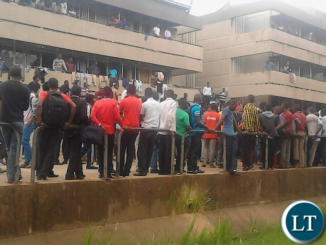 UNZA students are currently mobilizing at monk square