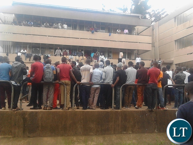 UNZA students are currently mobilizing at monk square