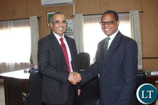 Bharti Airtel CEO and Chairman Sunil Bharti Mittal visiting the Minister of Transport and communications Kampembwa Simbao Bharti Airtel CEO and Chairman Sunil Bharti Mittal visiting the Minister of Transport and communications Kampembwa Simbao