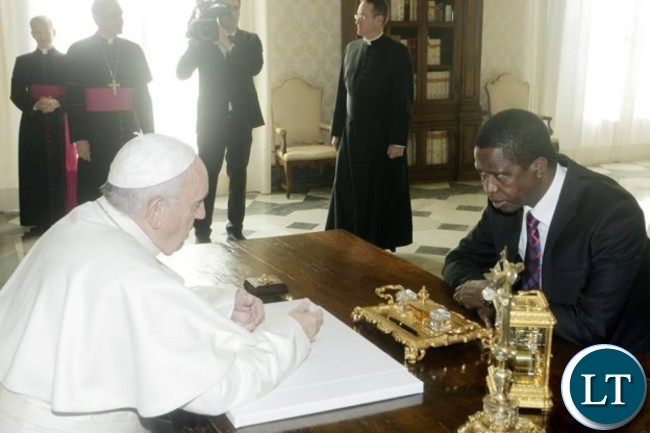 President Lungu Meeting with Pope Francis in February 2016