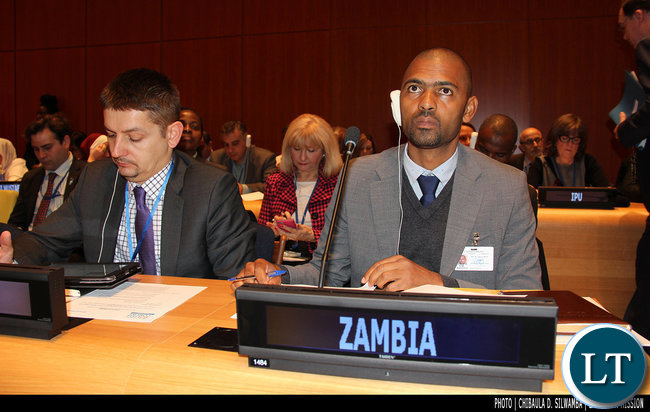 Youth, Sport and Child Development Minister Vincent Mwale at the UN ECOSOC Youth Forum in New York, USA, February 2016. Photo | Chibaula D. Silwamba | Zambia UN Mission