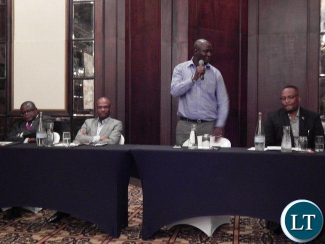 Deputy Mines Minister Mr. Richard Musukwa speaks at the meeting with Zambians in Cape Town on 9th February, 2016