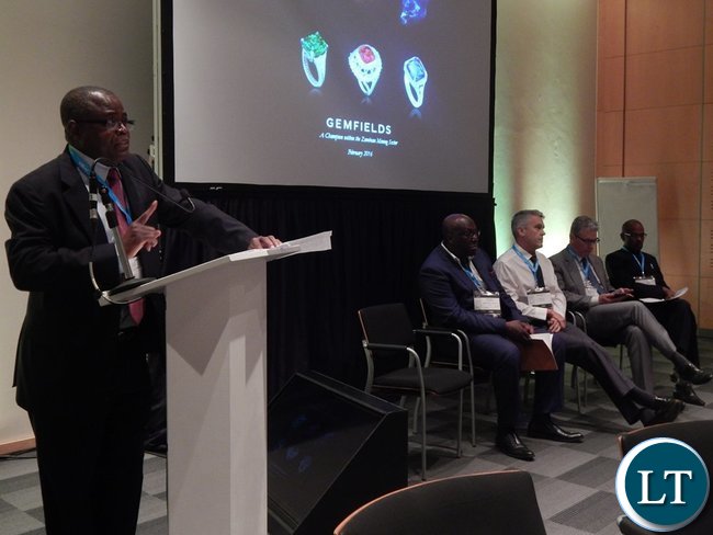 Minister Yaluma making his presentation at the Country Case Study on Zambia session at the 2016 Mining Conference in Cape Town on 10th February