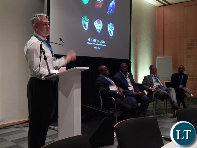 Mr. Harebottle making his presentation at the Country Case Study on Zambia session at the 2016 Mining Conference in Cape Town on 10th February