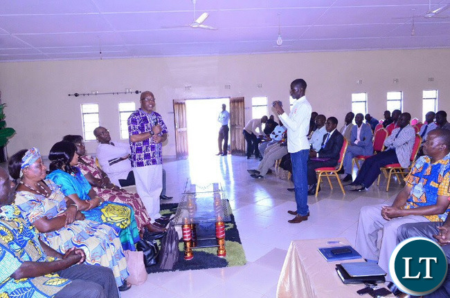 MMD President Dr. Nevers Mumba speaking to the Clergy from various congregations at Victory Ministries in Kasama on 11th February 2016