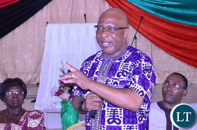 MMD President Dr. Nevers Mumba speaks to the Clergy from various congregations at Victory Ministries in Kasama on 11th February 2016