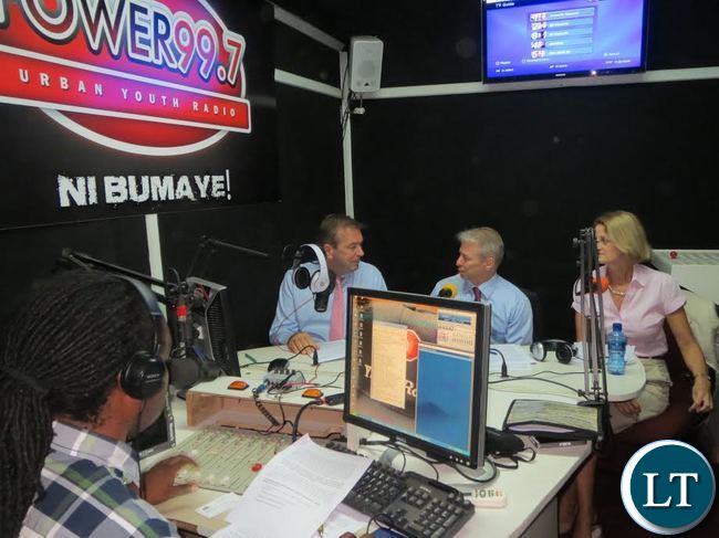 U.S. Ambassador Schultz, German Ambasssador Finke, and Acting British High Commissioner Joyce on Power FM radio