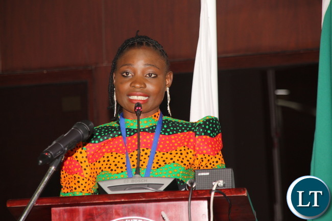 Catherine Phiri addressing the 134th IPU Assembly General debate at Mulungushi International Conference Center