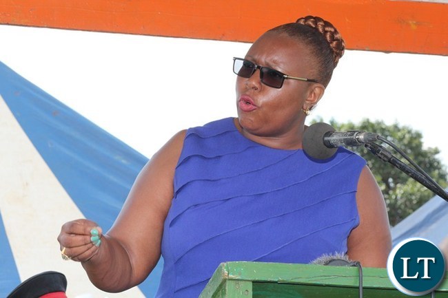 ENERGY and Water Development Minister Dora Siliya stresses a point during National Water Day celebration at Choma Stadium