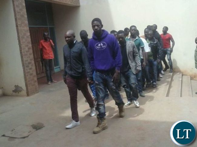 The youths arriving at the Magistrate Court