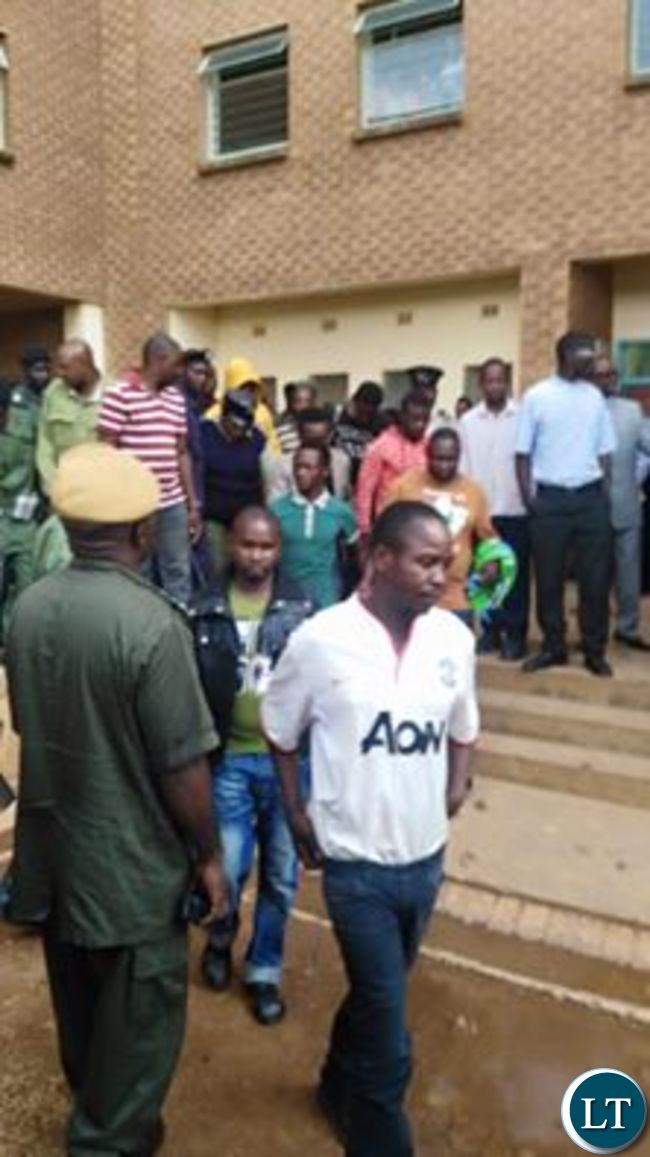 The youths leaving the Magistrate Court