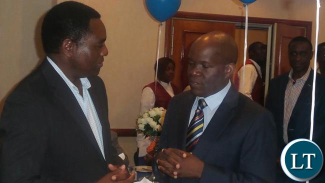 HH meeting Fred M'membe at the Julia Chikamoneka awards