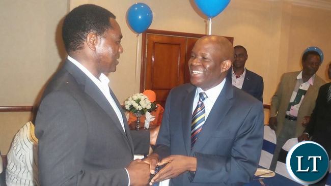 HH meeting Fred M'membe at the Julia Chikamoneka awards