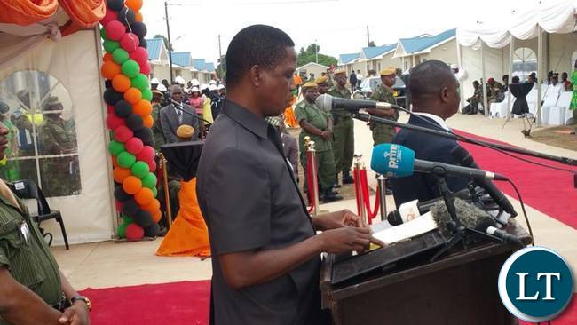 President Lungu Commissioning the Houses for Police Officers