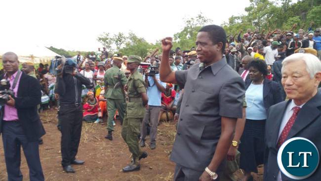 President Lungu at the ground breaking ceremony of the construction of a Youth and sports development centre by the International Youth Fellowship (IYF) organization in Chilanga district