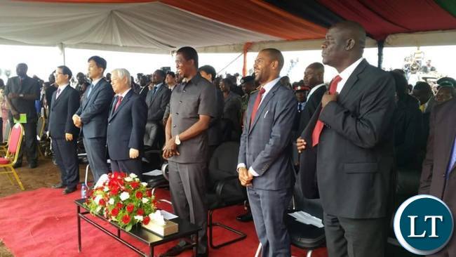 President Lungu at the ground breaking ceremony of the construction of a Youth and sports development centre by the International Youth Fellowship (IYF) organization in Chilanga district