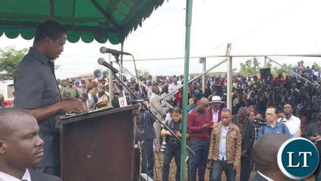 President Lungu at the ground breaking ceremony of the construction of a Youth and sports development centre by the International Youth Fellowship (IYF) organization in Chilanga district