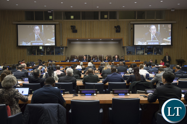 Opening Plenary of the 49th Session of the Commission on Population and Development. Chair Dr. Mwaba Patricia Kasese-Bota.