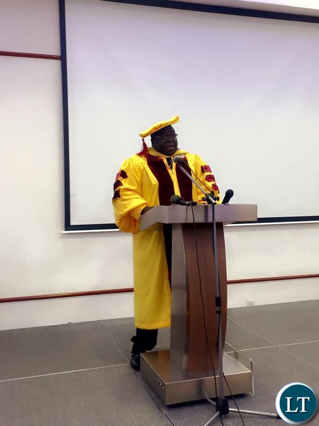 Dr Kambwili speaking at the award ceremony