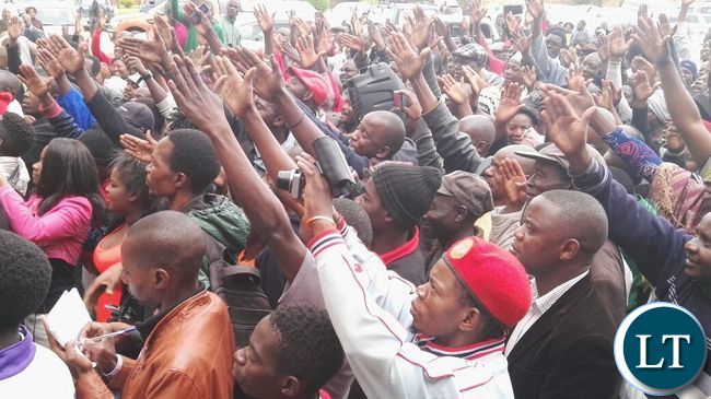 UPND Cadres at the Court to offer Solidarity to GBM