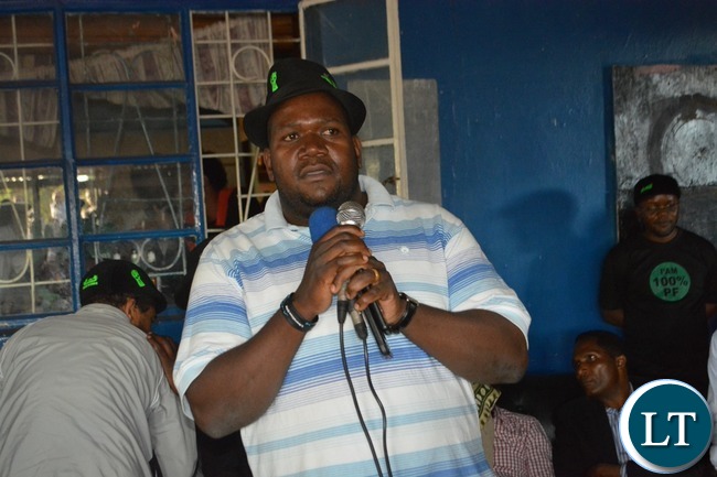 Suspended UPND Musiotunya ward Councillor Ziwa Ziwa addressing the crowd after defecting to the ruling PF during the launch of the District Mobilisation Campaign in Livingstone on Suspended UPND Musiotunya ward Councillor Ziwa Ziwa addressing the crowd after defecting to the ruling PF during the launch of the District Mobilisation Campaign in Livingstone on