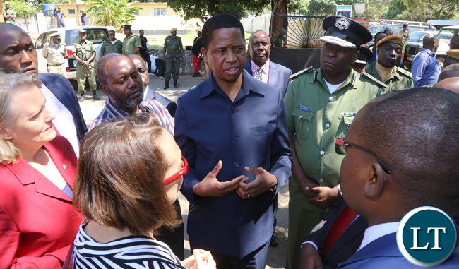 President Edgar Lungu Being Briefed at Kalemba Hall
