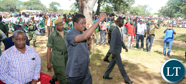 President Edgar Lungu at Mulilansolo Basic School Rally in Chief Mubanga in Chinsali Muchinga Province on Saturday- PICTURE BY EDDIE MWANALEZA.