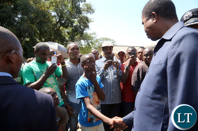 President Lungu Greets Riots Victim at Kalemba Hall