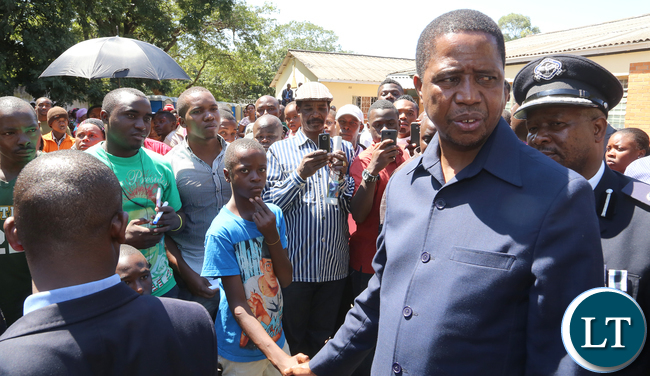 President Lungu Greets a Grade 5 Pupil a Victim Of Riots
