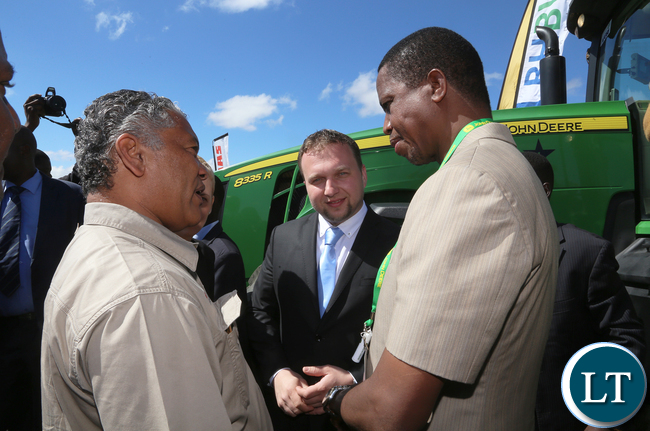 President Edgar Lungu at the Agrictech Expo in Chisamba with the visiting Czech Republic agric Minister Mr Marian Jurecja and Minister Given Lubinda at Agrictech Expo in at GART Research Centre in Chisamba on Friday- PICTURE BY EDDIE MWANALEZA/STATEHOUSE.