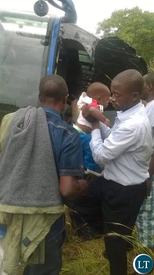 Victims being rescued from the wreckage of the bus