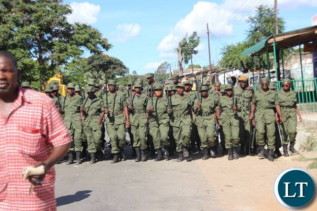 Zambia Police officers move in