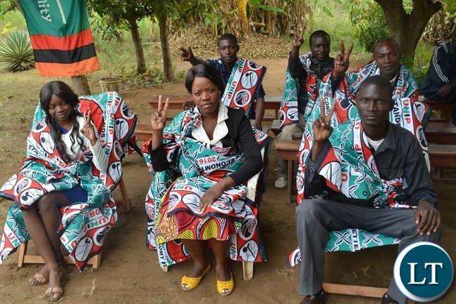 .Part of the nine UNIP adopted councillors for Livingstone Constituency flash their party symbols during a media briefing in Livingstone .Part of the nine UNIP adopted councillors for Livingstone Constituency flash their party symbols during a media briefing in Livingstone