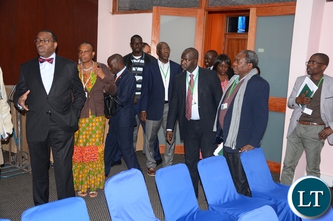 African Development Bank President Akinwumi Adesine inspecting the venue of the Conference at Mulungushi Conference Center