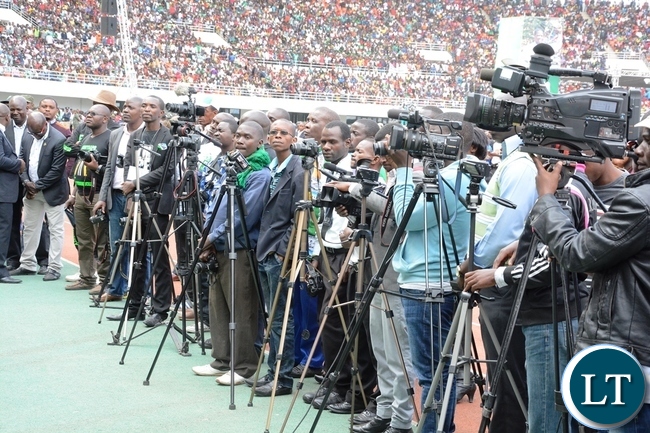 Media House with there Cameras capturing the PF lunch on Campaign in the Heroes Stadium